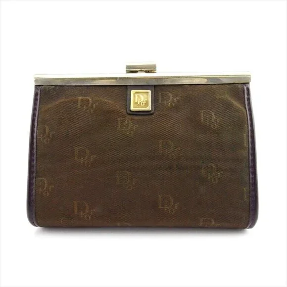 DIOR Pouch logo pattern canvas x leather Authentic USED