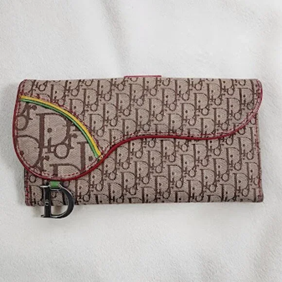 Christian Dior Trotter Canvas Rasta Saddle Wallet. Unique!