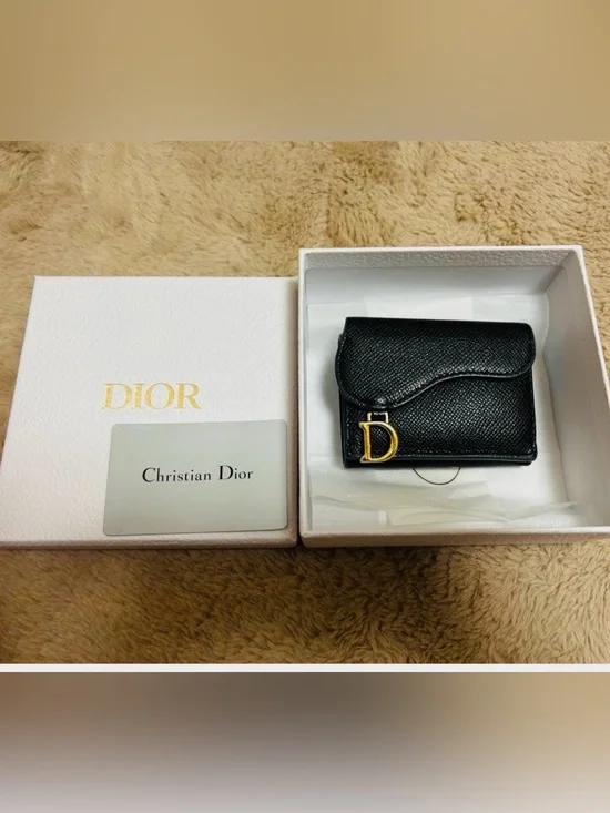 Dior Saddle Compact Wallet Black EUC Box