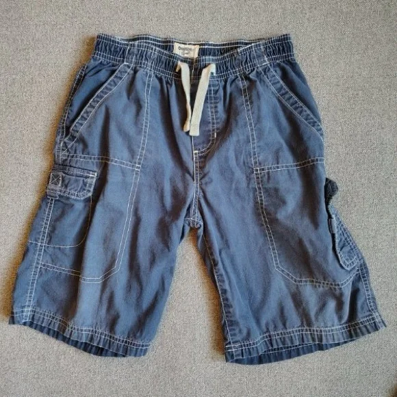 Oshkosh Bgosh Denim Shorts Boys 7X Blue Drawstring Cargo Stitched Pockets