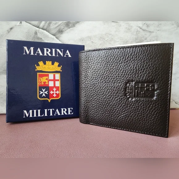 Marina Militare Italuan 100% REAL LEATHER Men's Wallet - Dark Brown