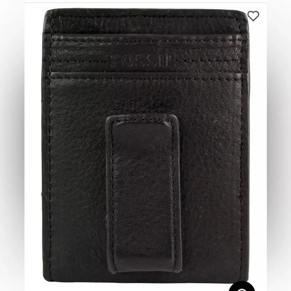 Fossil wallet men’s black genuine leather fold wallet Harper clip cards travel