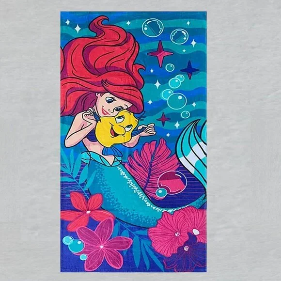 Little Mermaid Ariel Kids Beach Towel measures 28 x 58 inches