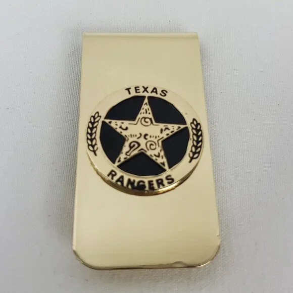Texas Rangers Engraved Gold Tone Money Clip New