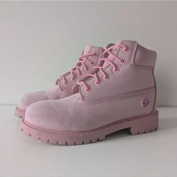 Timberland Girls' 6-inch Premium Pink Leather  Waterproof Boots (3)