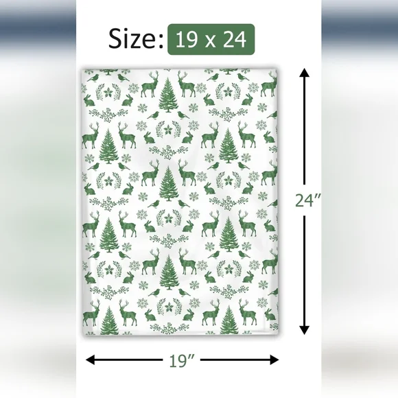 10ct 19x24 Green and White Holiday Wrapping Paper