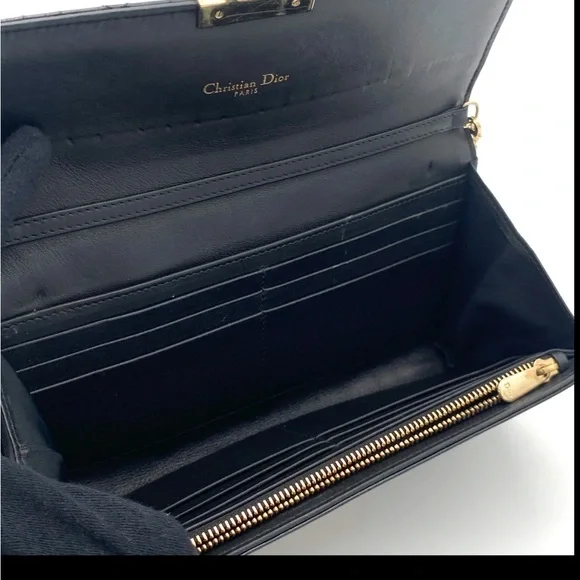 Christian Dior Miss Croisière Cannage Patent Leather Wallet on Chain – Black