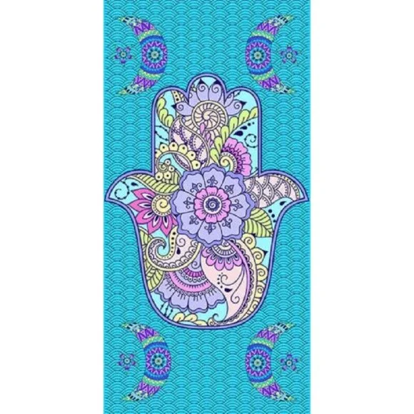 New Hamsa Hand of Fatima Palm Beach Bath Pool Gift Towel Crescent Moon Evil Eye