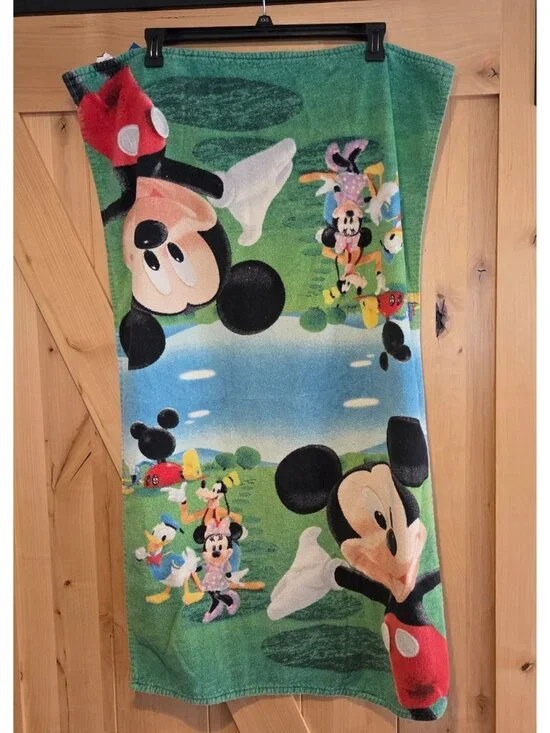 Vintage Disney Beach Bath Towel Mickey Slide Mouse 39x23