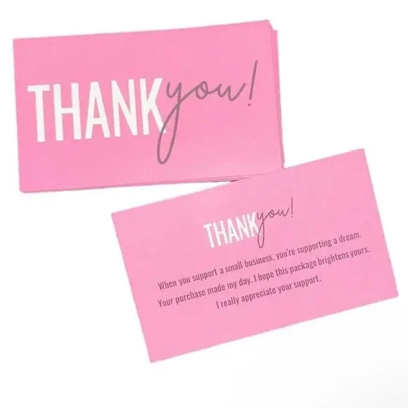 Pack of 50 thank you cards, pink!