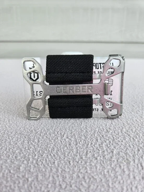 Gerber Barbill Wallet Money Clip Black Silver Elastic Industrial