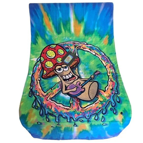 New Shrooms Bath Beach Pool Gift Towel 30x60 Cotton Peace Sign Mushrooms Tie Dye