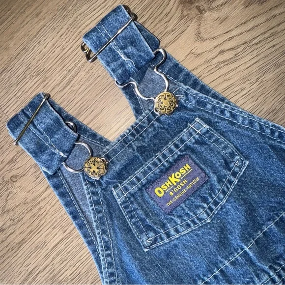 Vintage OshKosh B'Gosh Baby Denim Jean Overalls Vestbak 24 Months USA Made