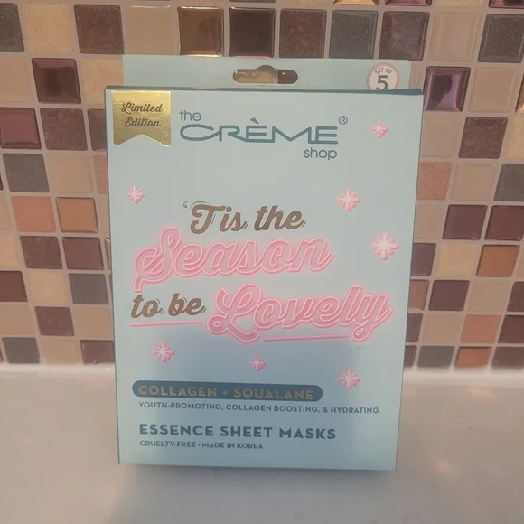 The Crème Shop Essence Sheet Masks (5) Collagen and Squalane Limited Edition New