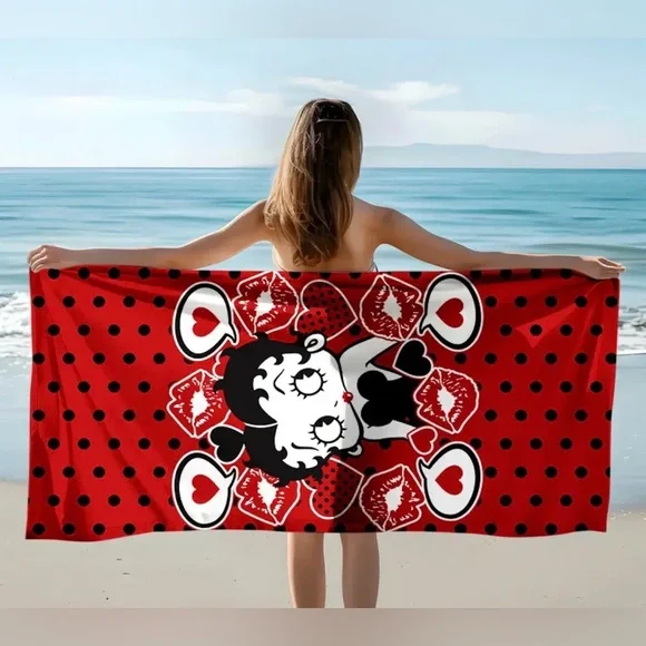 “Betty Boop” Red Polka Dot Beach Towel- New