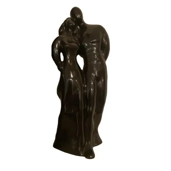 Royal Haeger Pottery Black‎ Statue Art Deco Woman & Man