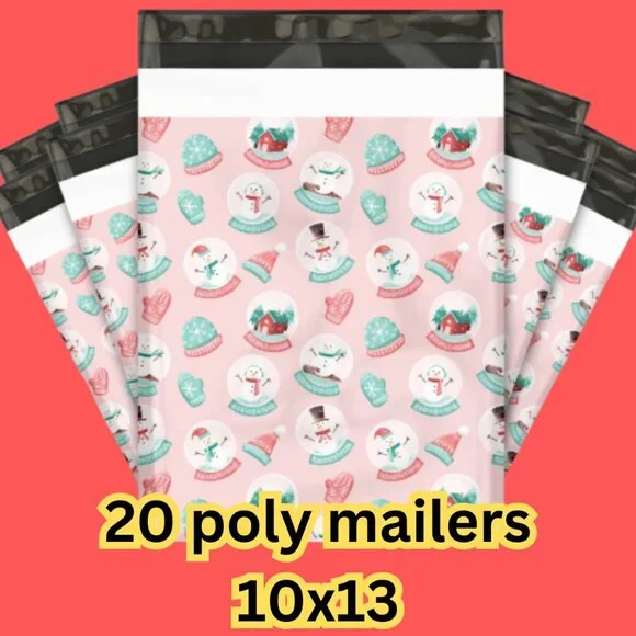 20 christmas theme poly mailers size 10x13