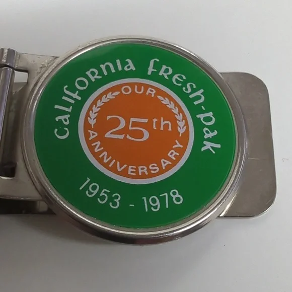 Vintage money clip from the 25th anniversary of California fresh-pak