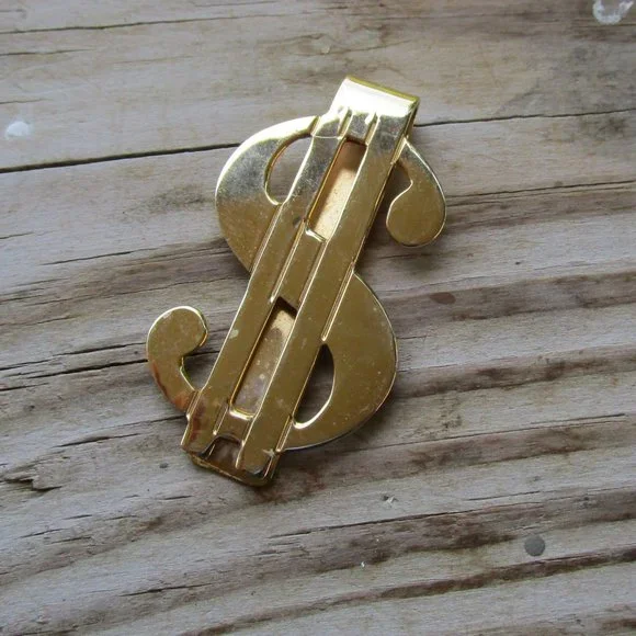 Vintage GoldTone Dollar Sign Money Clip