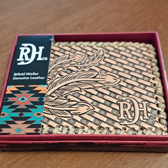 Red Dirt Zhat Woven Leather Money Clip - Tan and Black