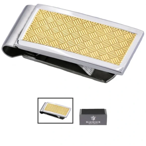 Mens Gold Stainless Steel Money Clip