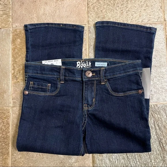OshKosh Bgosh Skinny Bootcut Dark Denim Adjustable Waist Jeans Girls Size 4P