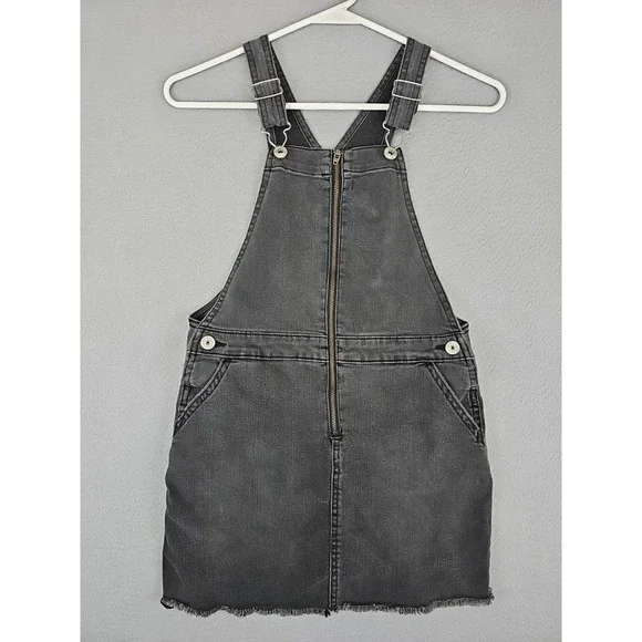 OshKosh B'Gosh Bib Overalls Skirt Girls 8/8A Vintage Vestbak Black Denim Zip