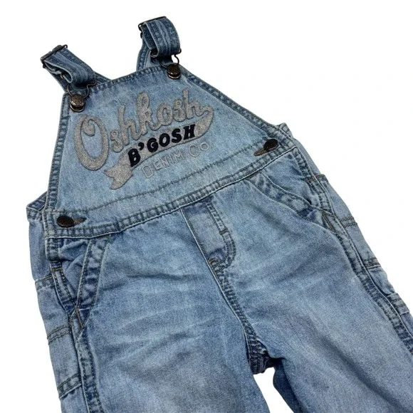 Vintage OshKosh B'Gosh Overalls Vestbak Denim Co Logo Size 18m Snap Legs EUC