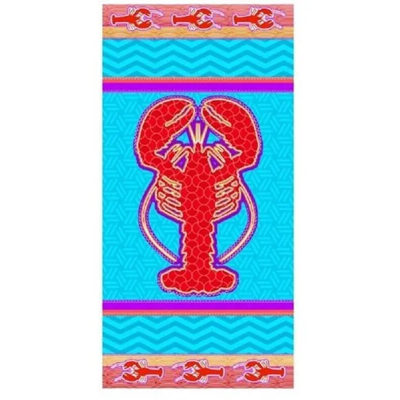 New Lobster Beach Towel Cotton Bath Pool GIFT Ocean Claws Tails Sea Lobsters NIP