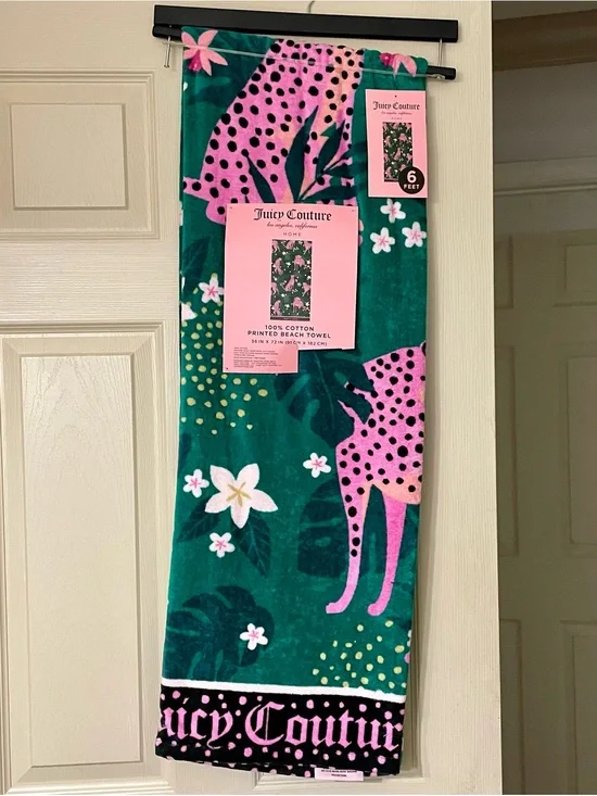 Juicy Couture Teal and Pink Leopard Beach Towel