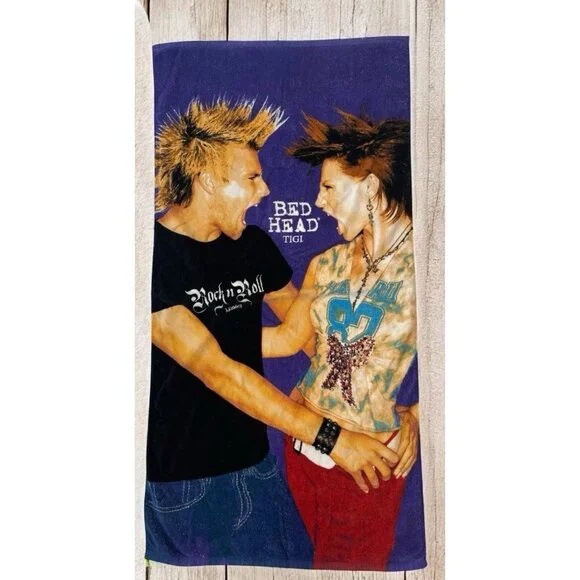 Rare Bed Head TIGI promotional Beach Towel Rock N Roll Punk Salon Decor USA Made