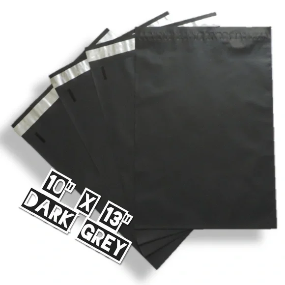 50 Dark Grey Poly Mailers 10x13