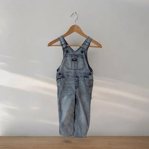 Oshkosh Girls Boys Denim Overalls for Kids Blue Cotton Size 5T