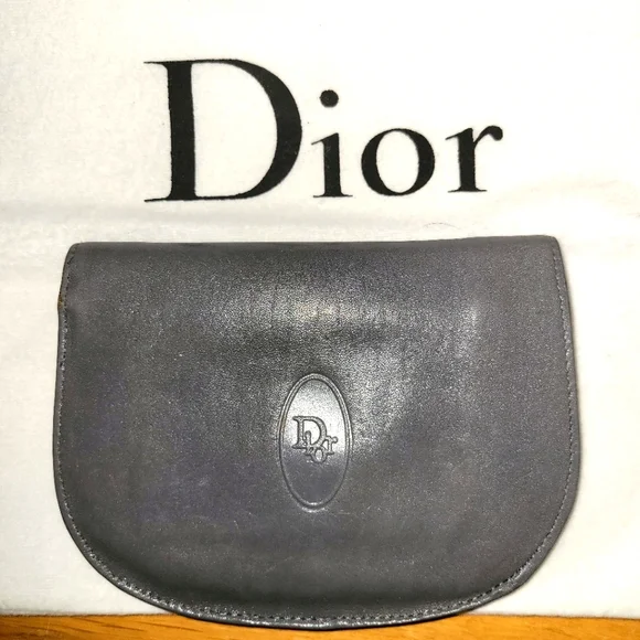 Dior vintage gray wallet card holder with coin pouch