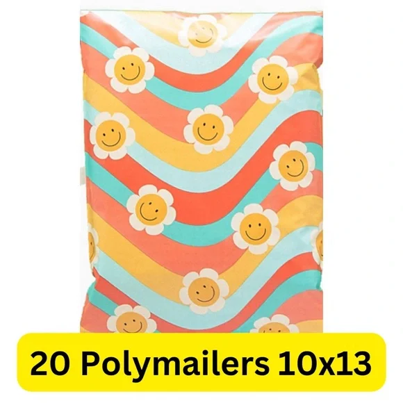 20 wavy daisy print polymailers size 10x13