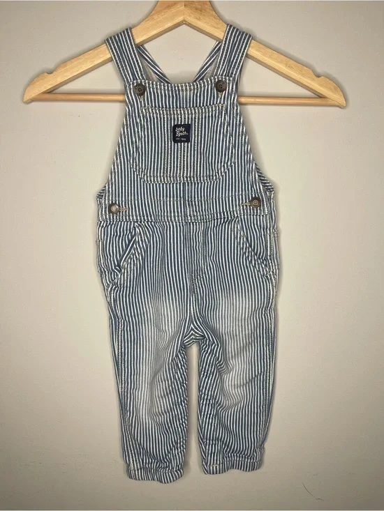 Boys Osh Kosh B’Gosh railroad stripped overalls size 18 months
