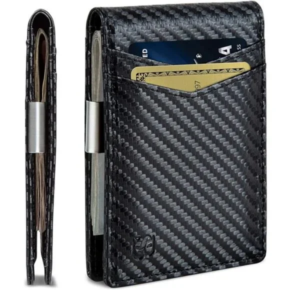 Men's Wallets slim Front Pocket RFID Blocking Card Holder Minimalist Mini Bifold