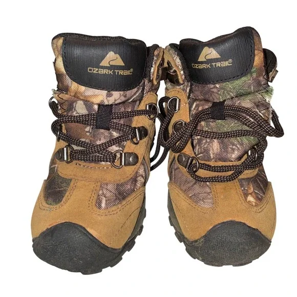 Ozark Trail Youth Camo Hiking Boots Tan Brown Camouflage Size 12 YTH Outdoor