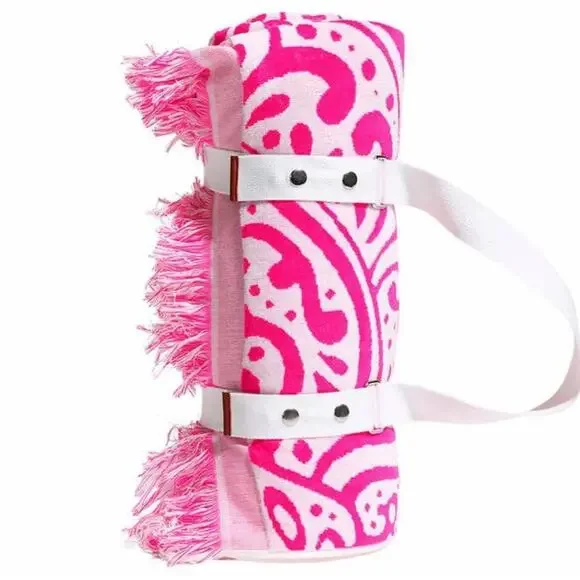 LOFT By Loftex Beach Towel jumbo Size 72 in x 84 in Pink and White