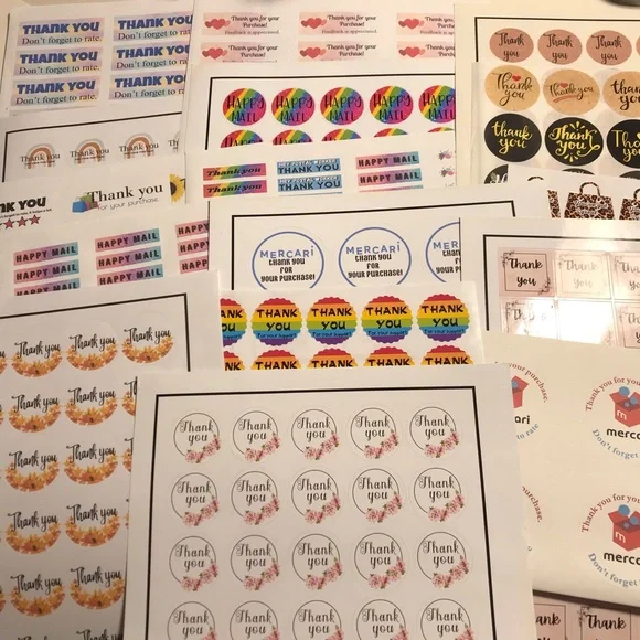 5 random choice mystery pick thank you sticker sheets