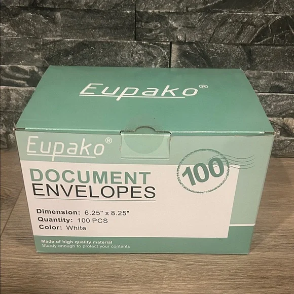 Eupako White Rigid‎ Document Envelopes 6.25 x 8.25 - Box of 95