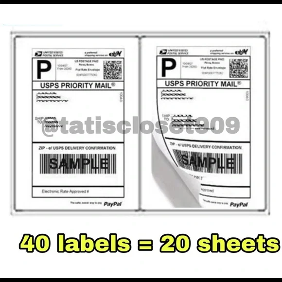 40 labels/20 sheets shipping labels round edges