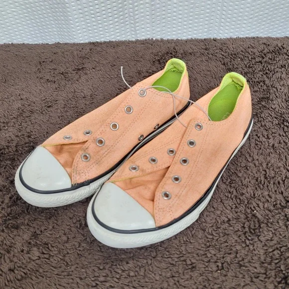 Converse All Star Chuck Taylor Neon Orange Lime Green Low Top 637348F Junior 4