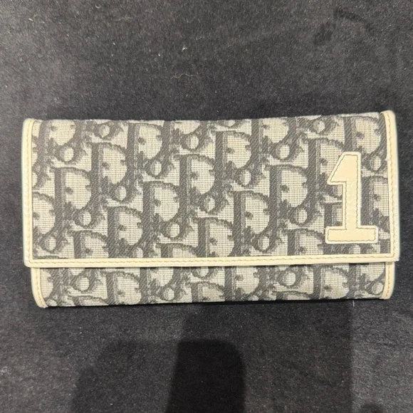 Genuine Dior Gray Monogram Wallet with Number Detail EXCELLENT condition