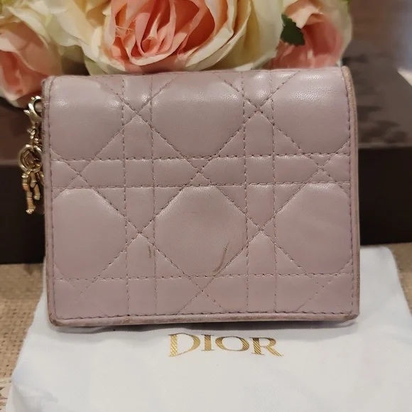 Authentic Dior Pink Quilted Women's Card Holder