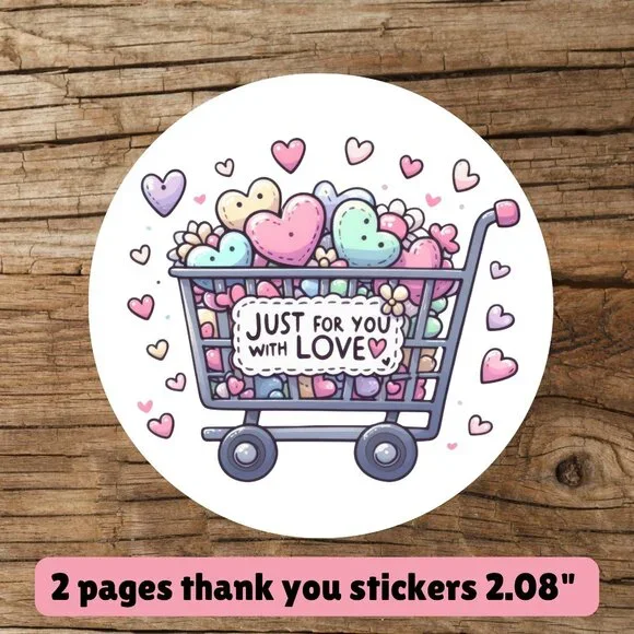2 pages thank you stickers size 2.08”