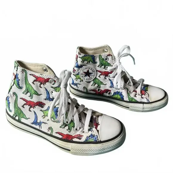 Converse Chuck Taylor All Star dinosaur print high‎ top sneakers size 2 youth