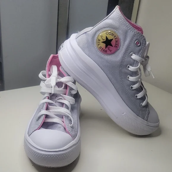 Converse Gray and Pink High-Top Sneakers Sz3