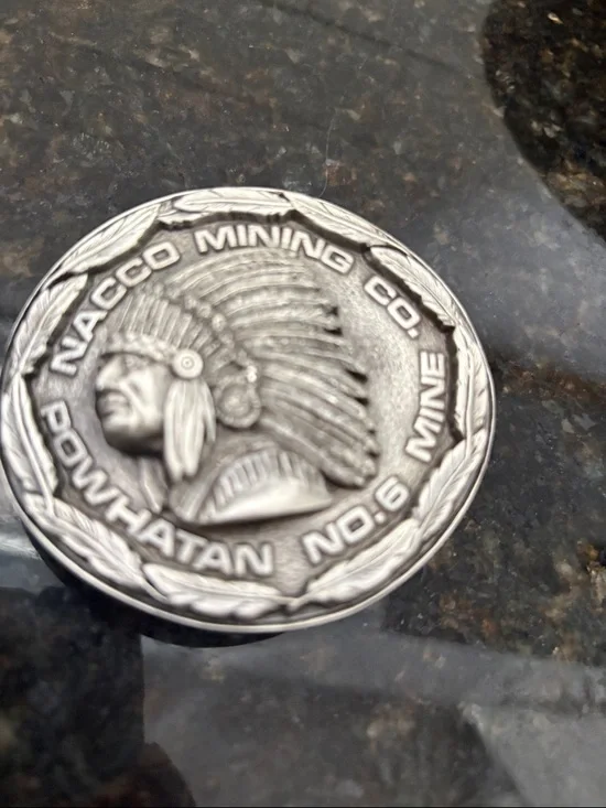 Powhatan No.6 Mine Commemorative Belt Buckle- Silver Tone