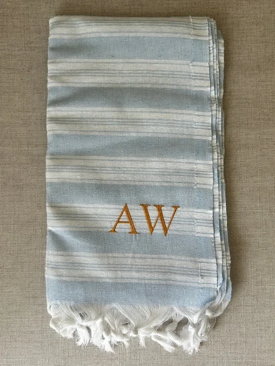 Brand New Swan Comfort 100% Blue White Cotton Pestemal Turkish Bath Beach Towel